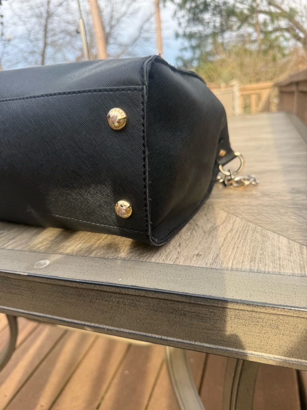 Michael Kors Hamilton Saffiano Leather Black Tote with Gold Hardware - Picture 7 of 11